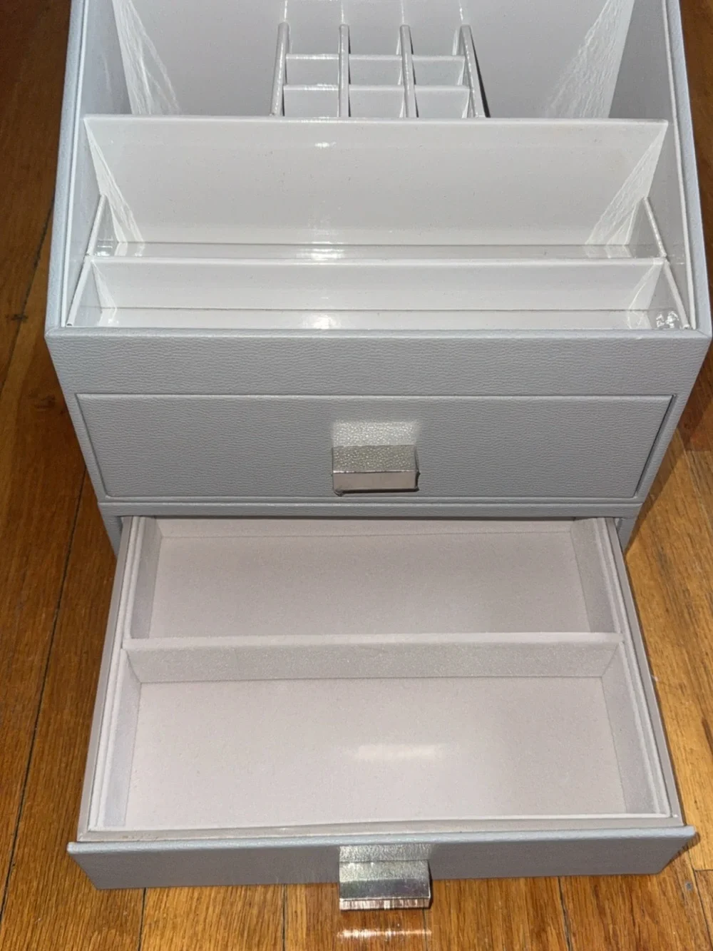 Grey Makeup Organizer Box with Drawers